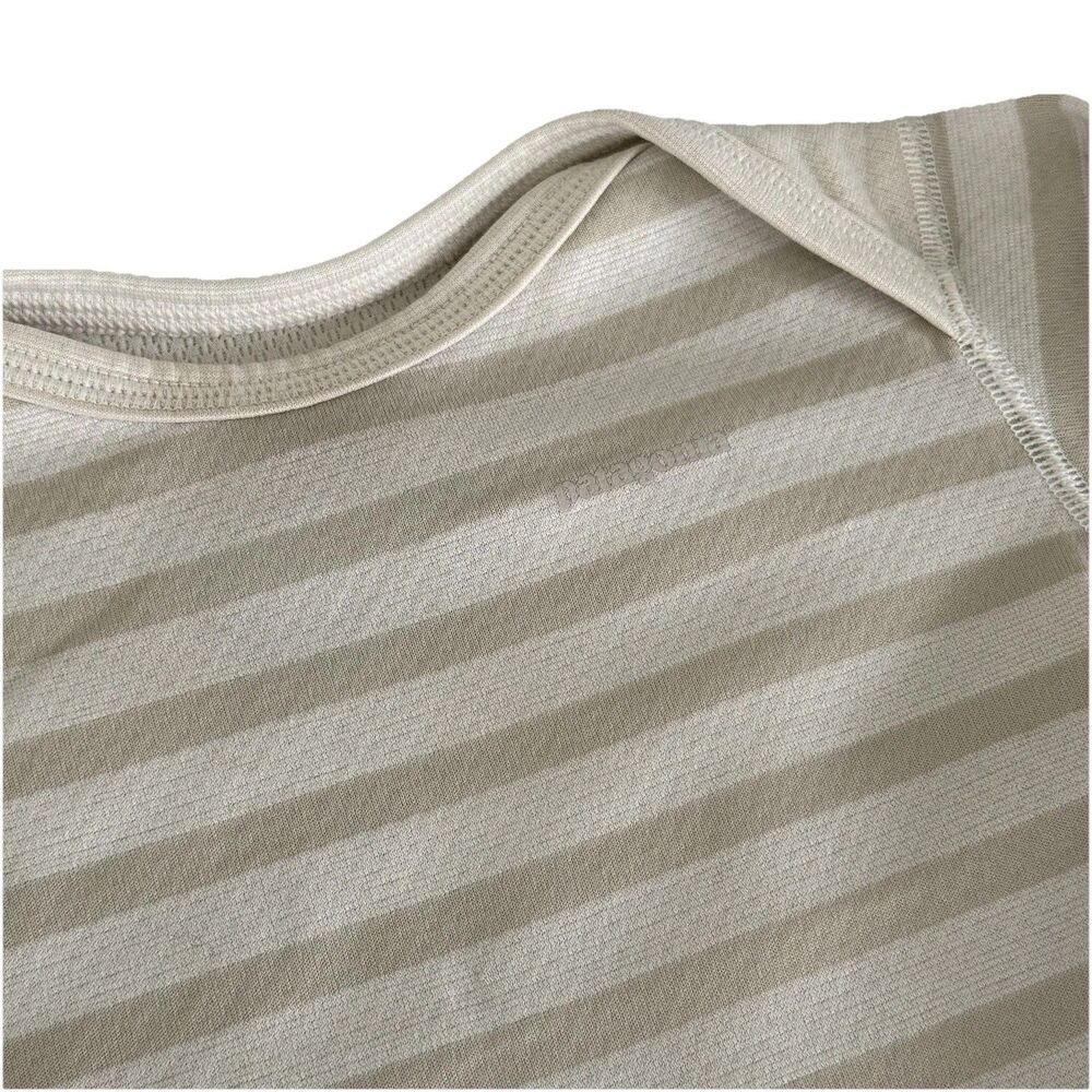 Patagonia Girls Baby 6M Striped Romper Beige Stripe Long Sleeve Crew Neck Snap - Picture 6 of 6